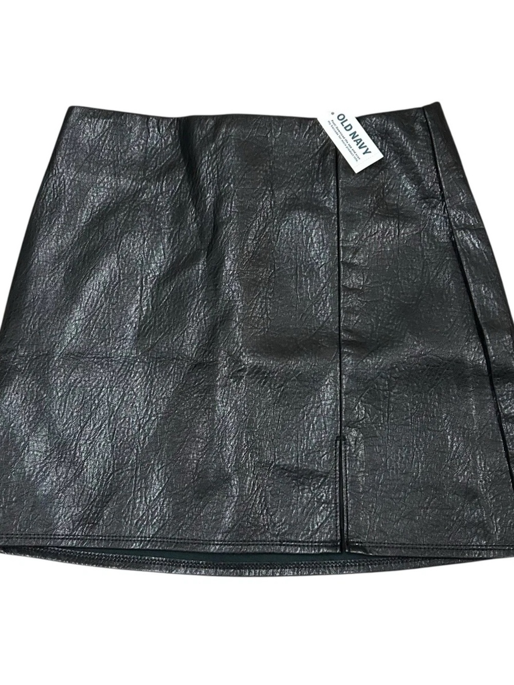 Old Navy Black Faux Leather Mini Skirt with Side Seam Detail